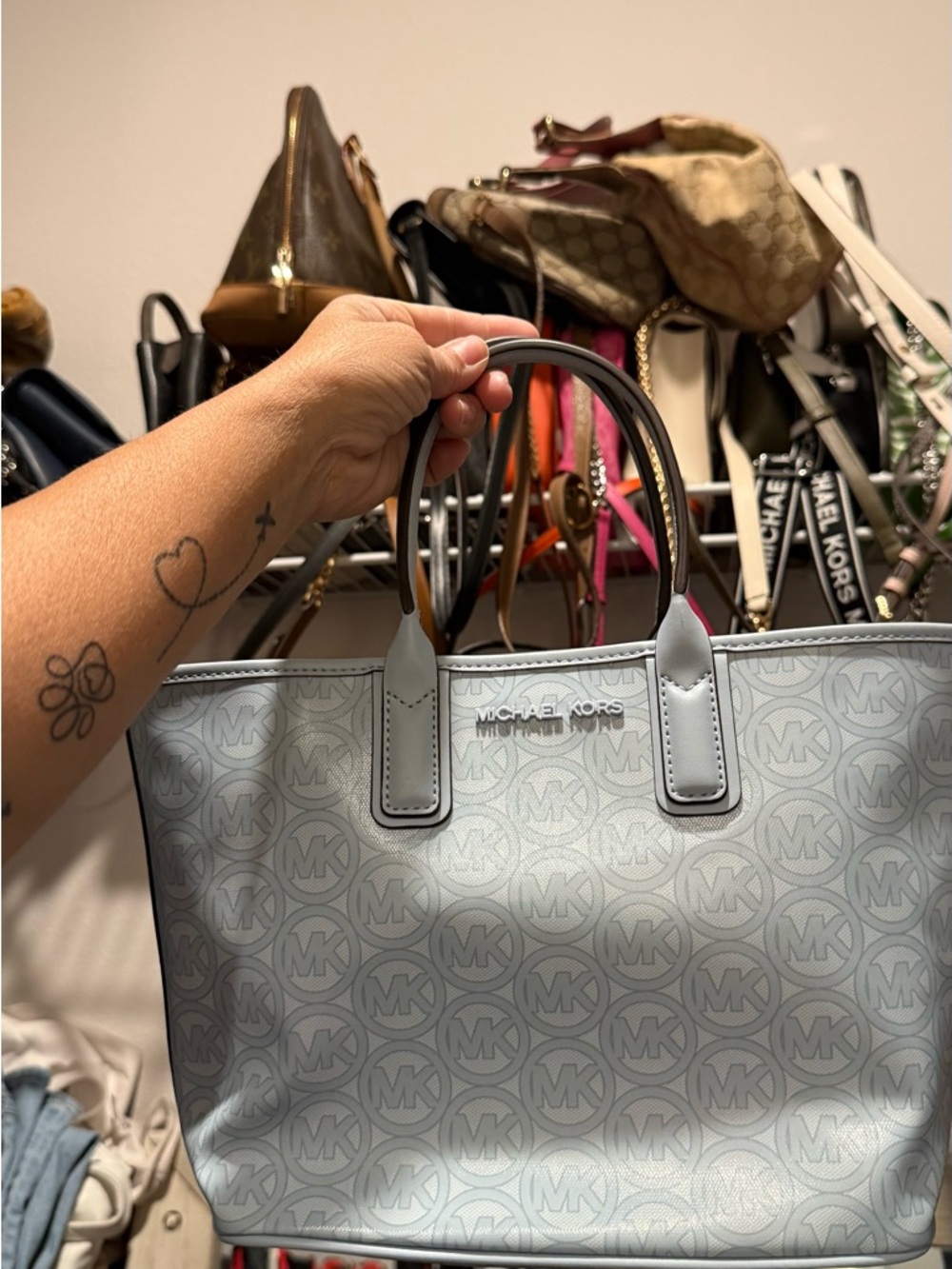 Michael Kors Pale Blue Signature Logo Tote